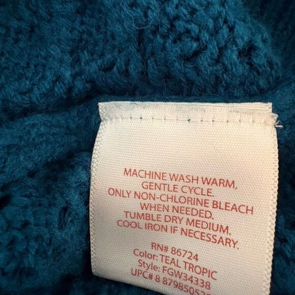 Faded Glory Sweater Womens 1X (16w) Dark Teal Long Sleeved Lightweight - Picture 5 of 8